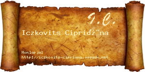 Iczkovits Cipriána névjegykártya